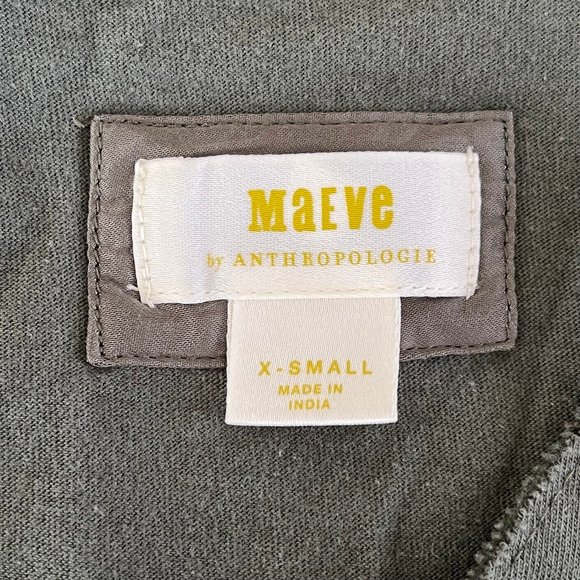 Maeve army green tiered v-neck, XS - Picture 3 of 5